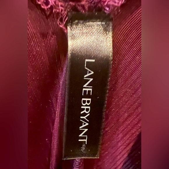LANE BRYANT sheer/velvet-stripe red / purple (burgundy) poncho, one size, NWOT - Picture 4 of 5